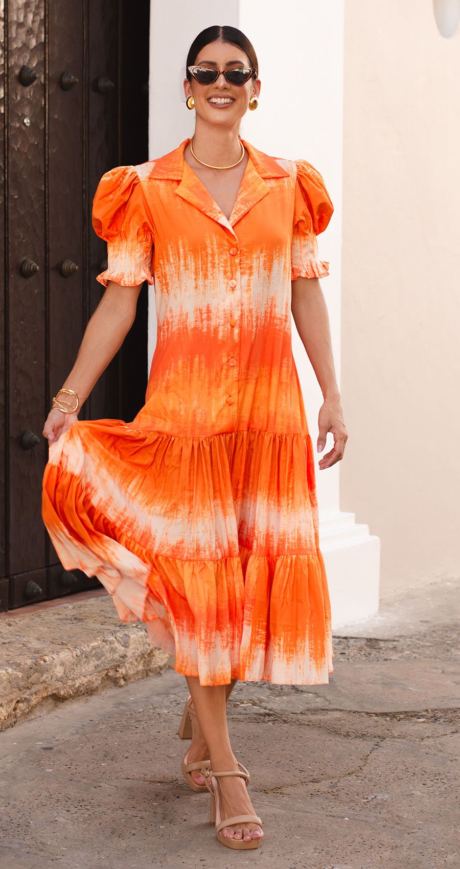 Talego Midi Orange Dress
